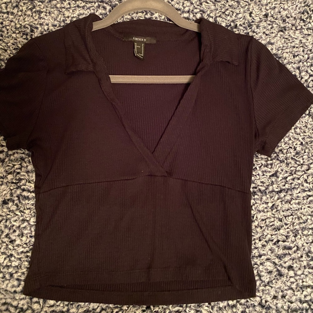 Black V Neck T